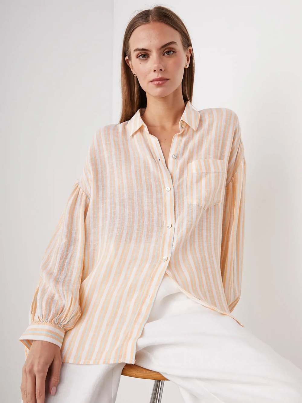 RAILS Clio Top in Clementine Stripe
